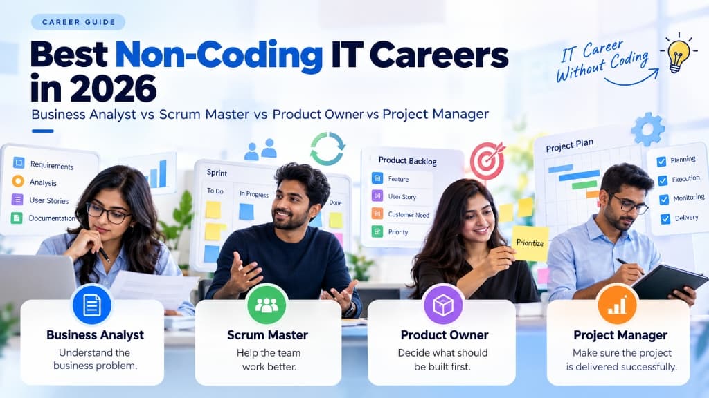 Best Non-Coding IT Careers in 2026: Business Analyst vs Scrum Master vs Product Owner vs Project Manager